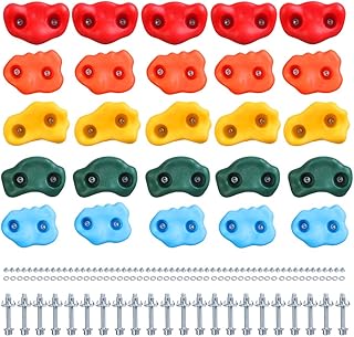 HAPPY MOTTE 25 Rock Climbing Holds for Kids Climber with Hardware , Rock Wall Holds Climbing Rock Wall Grips for Indoor and Outdoor Playground Play Set