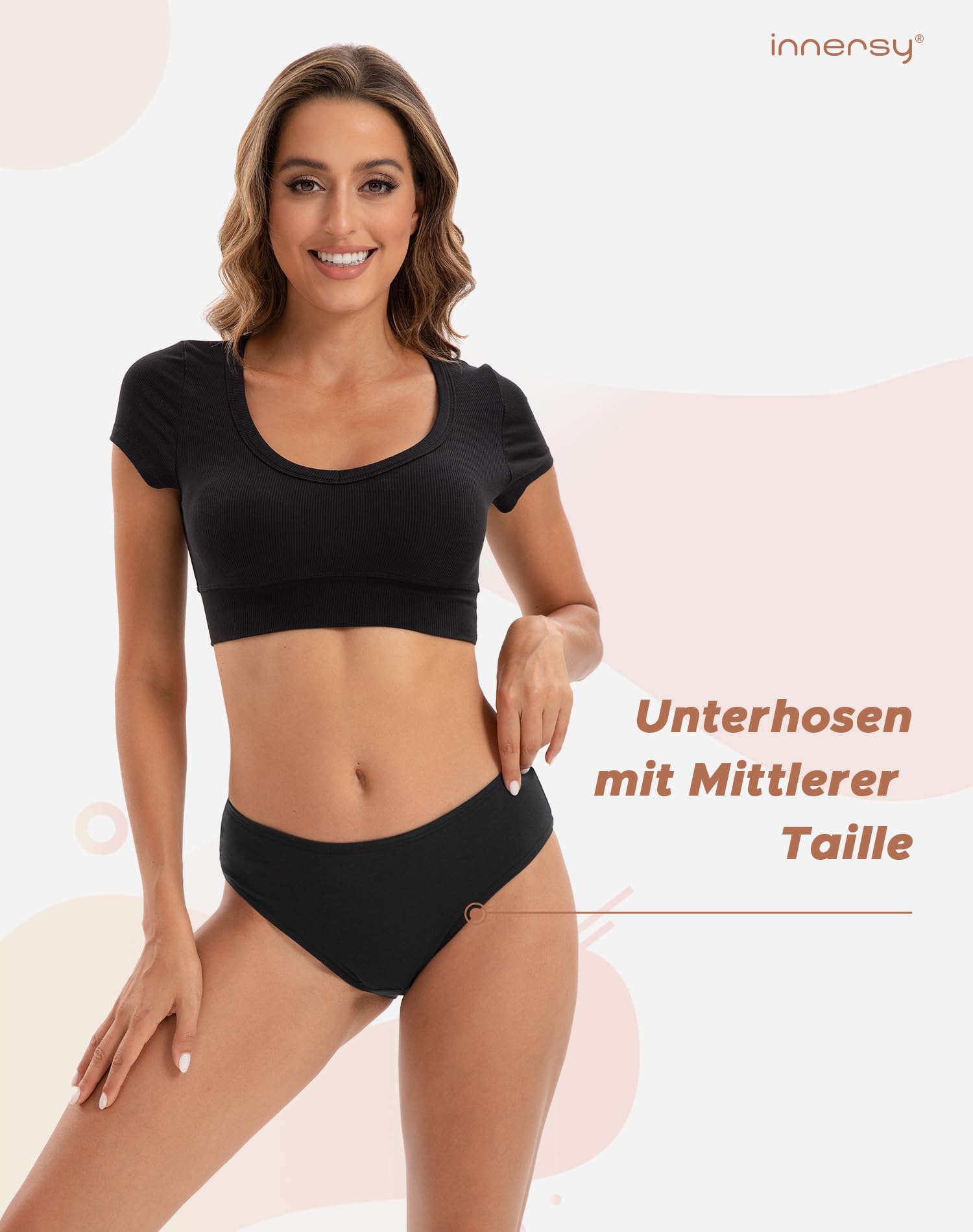INNERSY Slip Donna Cotone Vita Media Mutande Brasiliana Bikini Mutandine Hipster Intimo Pacco da 6