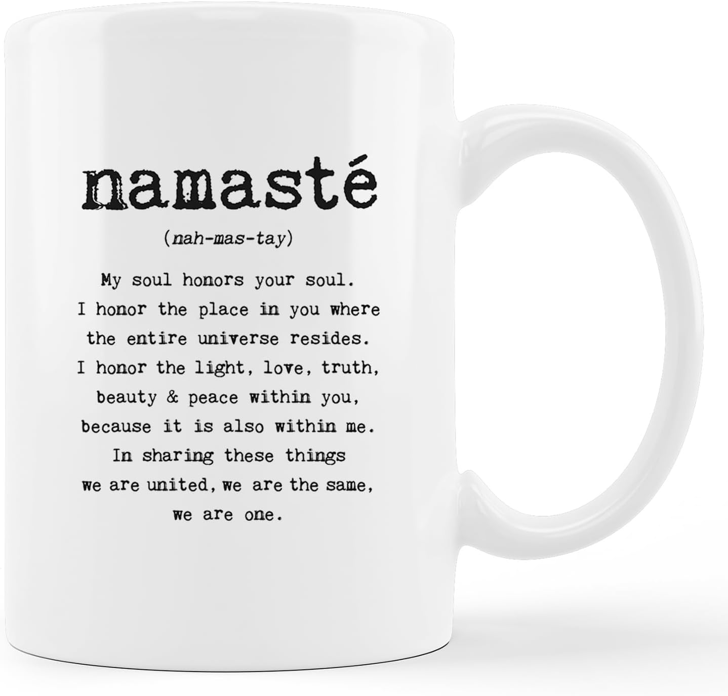 Namaste Coffee Mug, 11 oz Ceramic, HD Print, Dishwasher & Microwave Safe, Perfect Yoga Gift for Women & Men
