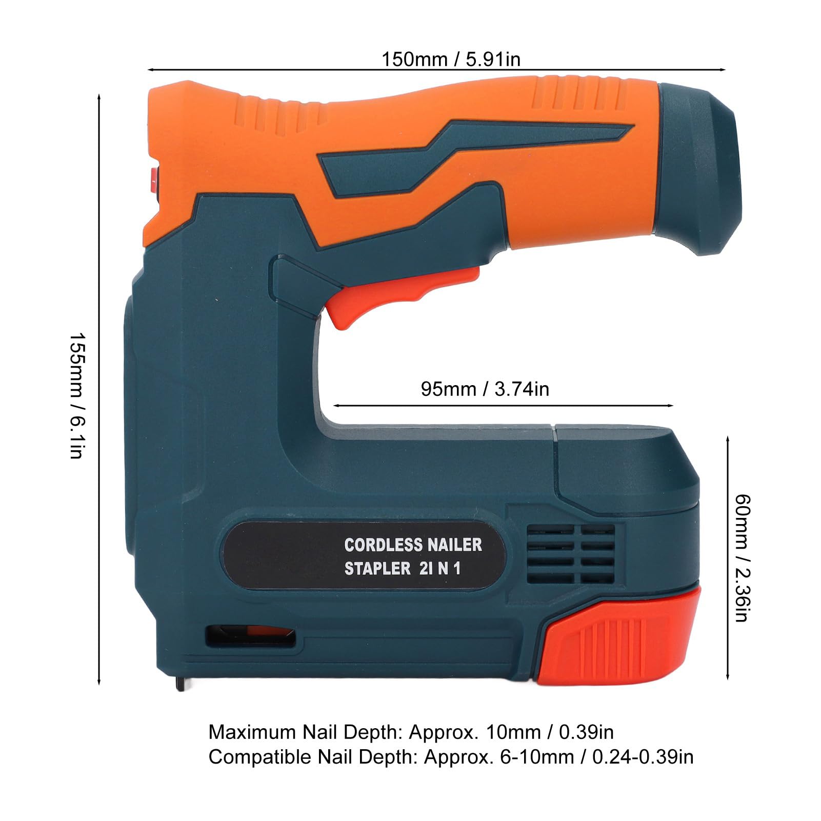Clavadora Brad Inalámbrica, Pistola de Clavos/grapadora 2 en 1 para Tapicería, Carpintería, Capacidad de Cargador de Uñas de 100 Piezas, Batería de 2000 MAh, Pistola de Clavos