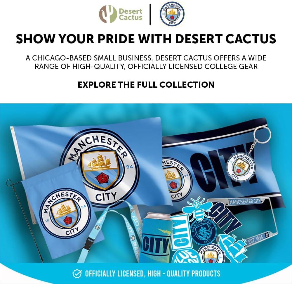 Desert Cactus Manchester City Car Accessories Man City MCFC Football Soccer Metal License Plate Frame and Tag Holder for Front or Rear of Car (Style 3)