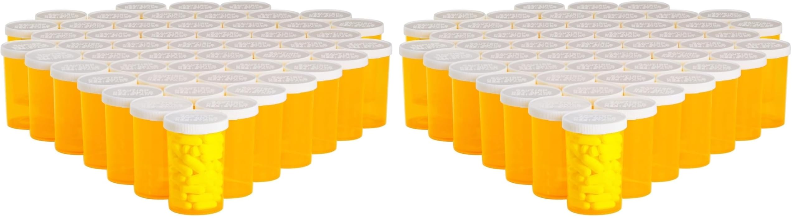 Juvale Empty Pill Bottles with Caps - Easy-Open Plastic Vials with Caps - Compact Travel Pill Bottles - 20 Dram, Orange, Pack of 100