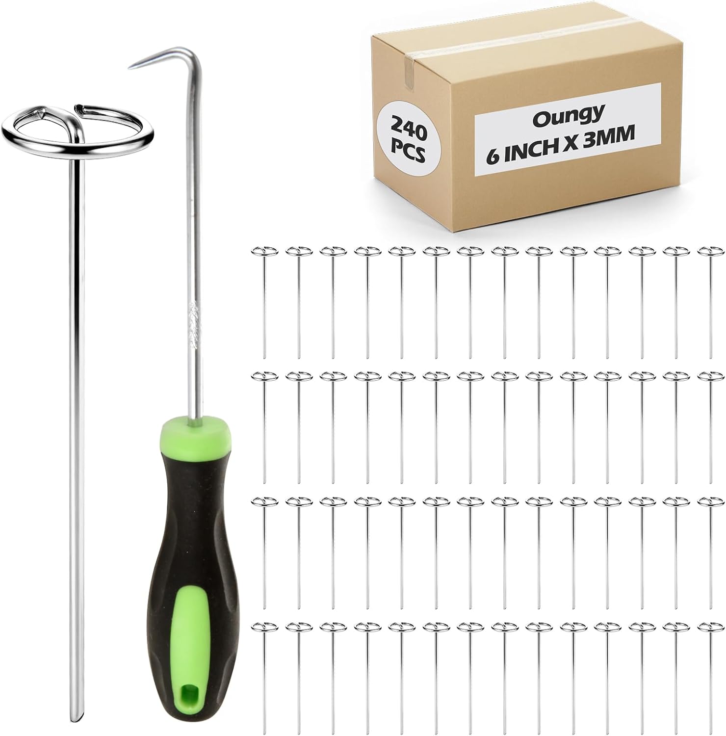 240 Pack Landscape Staples, 6 Inch G-Shaped Galvanized Steel Garden Stakes, Rust-Resistant Landscape Fabric Pins for Weed Barrier, Artificial Turf, Ground Cover & Outdoor Edging, Silver