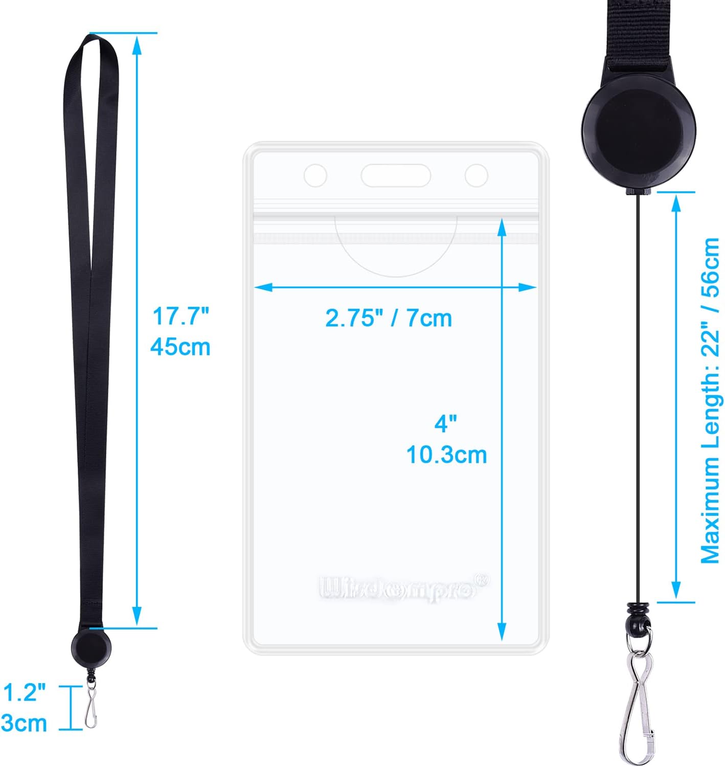 Wisdompro Cruise Lanyard with ID Card Holder, 2 Pack Neck Lanyard with Retractable Reel & Double Sided Clear ID Badge Holder for Ship Cards - Black, Blue (Vertical) - Image 4