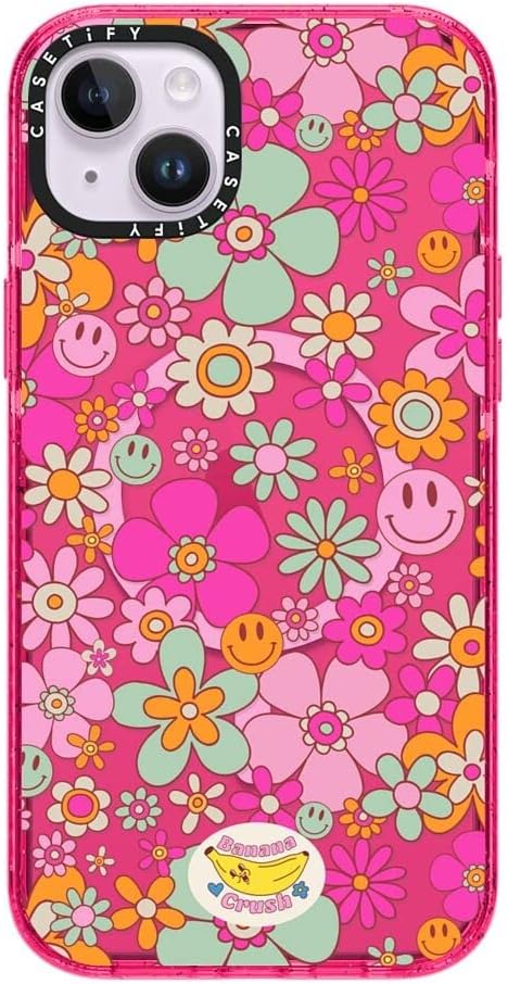 CASETiFYImpact iPhone 14 Plus Case [4X Military Grade Drop Tested / 8.2ft Drop Protection/Compatible with Magsafe] - Groovy Pattern Clear - Bubblegum