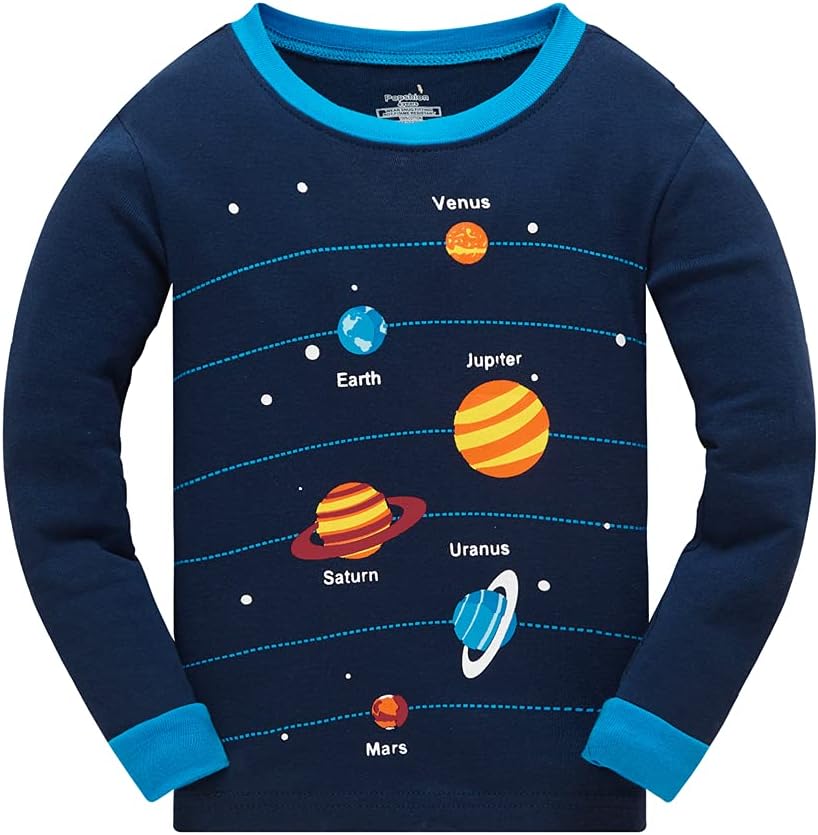 Boys Pajamas 100% Cotton Toddler Clothes Set Planet Dinosaur Long Sleeve Sleepwear 2 Piece Kids Pjs Size 3-10 Years - Image 2