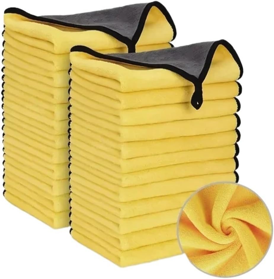 1/2/3/6/10pcs 30X60cm Microfiber Car Cleaning Towels Soft Quick Drying Windows Mirrors Wiping Rags Double Layer Wash Cloth(5pcs 30X30cm)