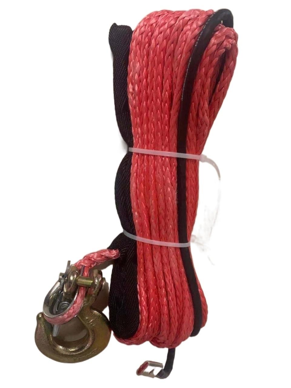 Cuerdas para Remolque, Cabrestante sintético de Cable de Plasma de 6mm X 15m con línea de Gancho Cuerda Uhmwpe con Accesorios de Coche de Funda(Rot)