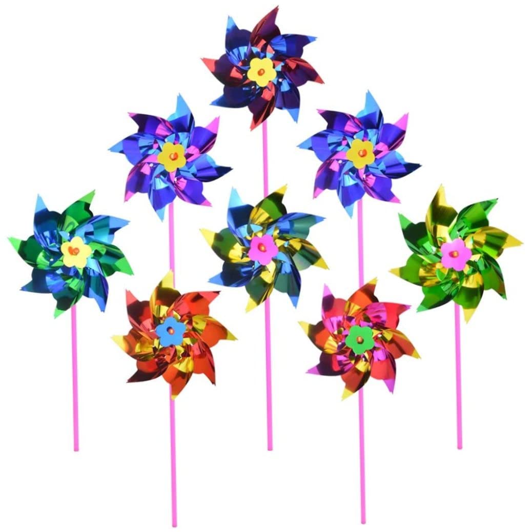 100 Pcs Plastic Rainbow Pinwheel,Windmill Party Pinwheels DIY Pinwheels Set For Kids Toy Garden Lawn Party Decor .(NOPEILVI).