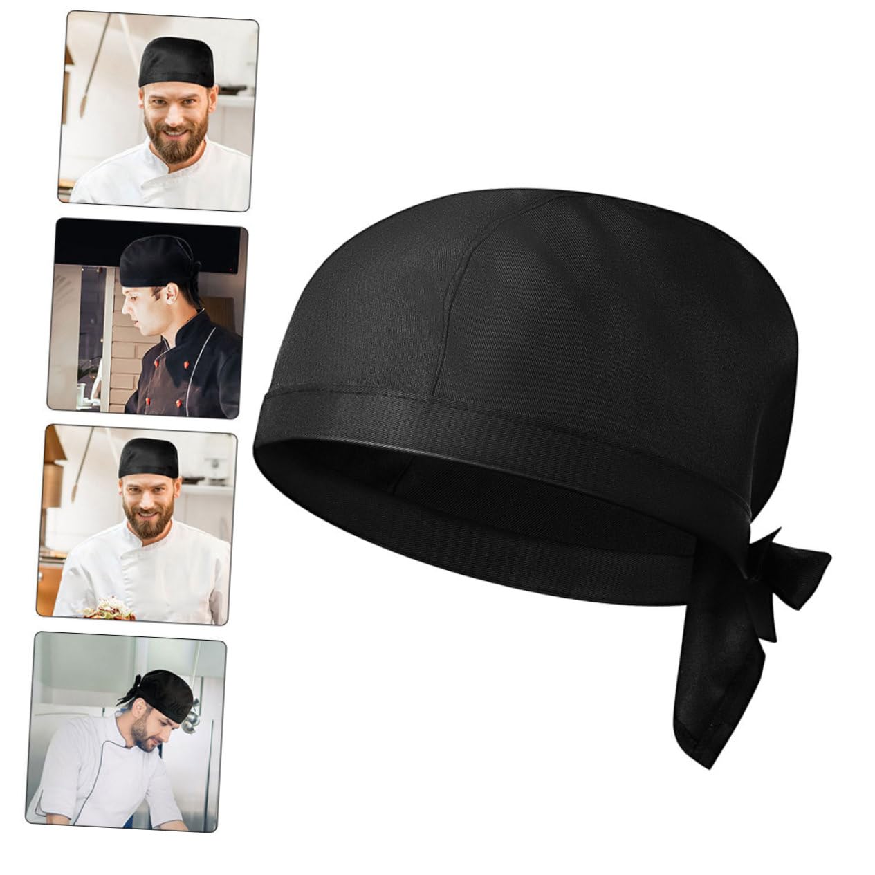 Gorro de Cocina de Algodón Negro 9 Piezas para Restaurante