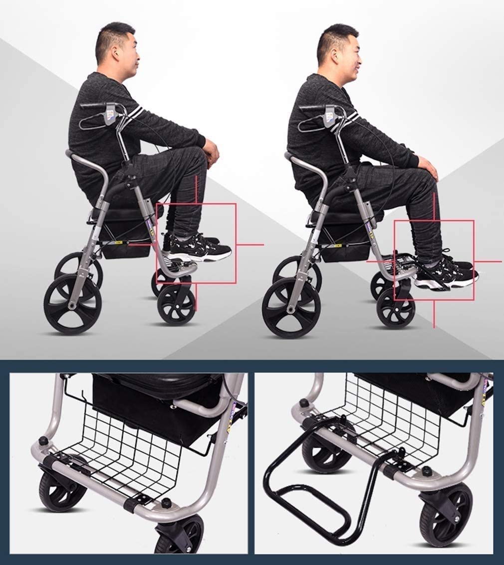 Chodzik Rollator, pomoc do chodzenia na kółkach medycznych, super lekki chodzik aluminiowy, mobilny przenośny chodzik z 4-kołowym chodzikiem dla seniorów Interesting