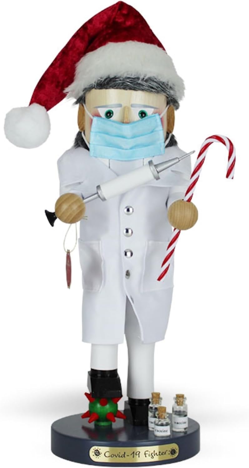 Steinbach Big Nutcracker Collection, Christmas Covid-19 Fighter, Multicolored, 16.5"