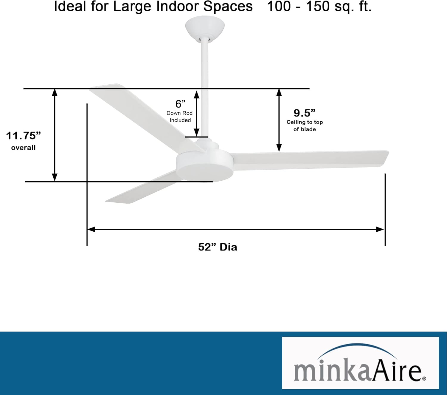 Minka Lavery F524-DK Downrod Mount, 3 Distressed Koa Blades Ceiling fan, Distressed Koa