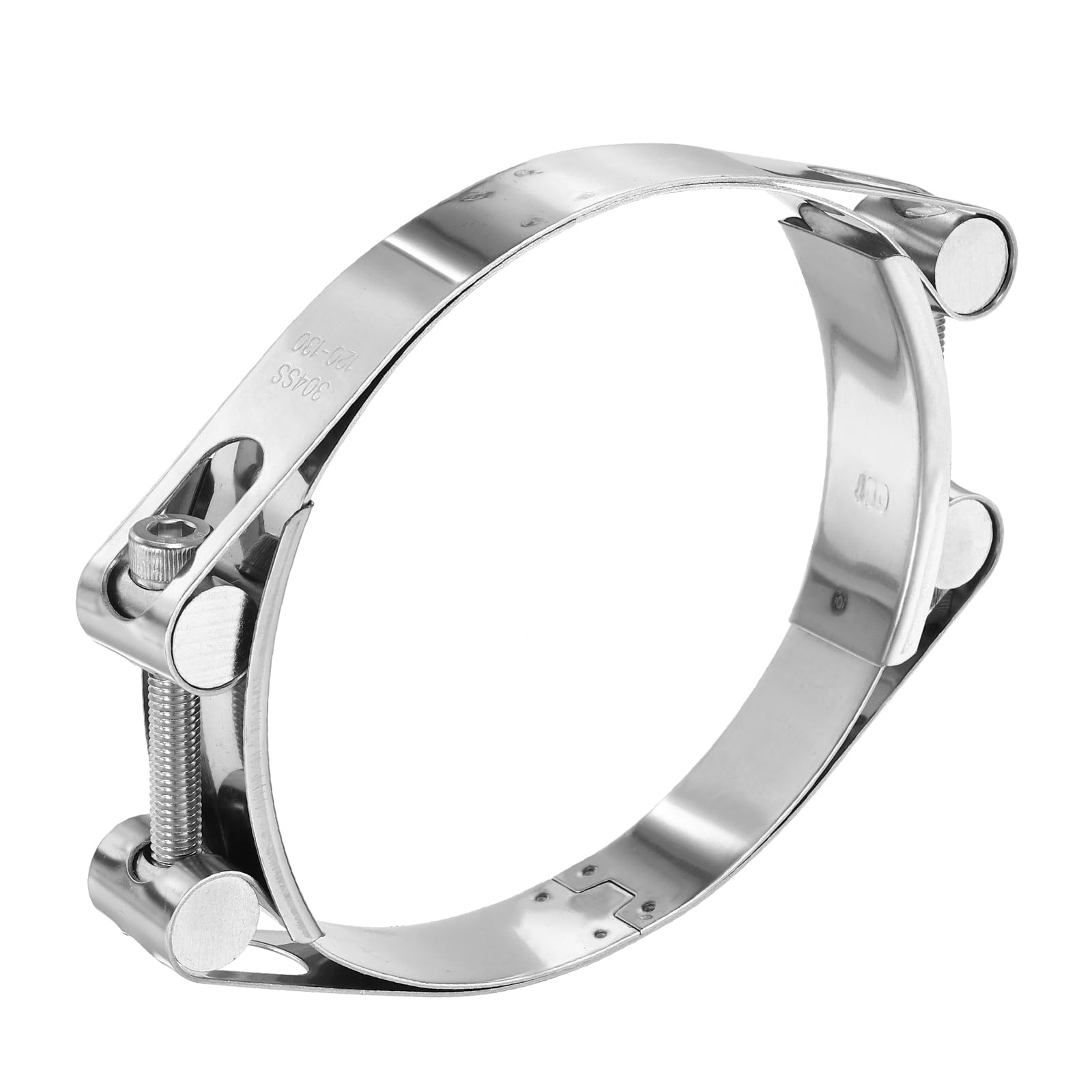 sourcing map T-Bolt Hose Clamp 120-130mm (4.7-5.1") 304 Stainless Steel Double Head Adjustable Intake Radiator Tube Clamps for Automotive Plumbing Industrial Intercooler Pipe