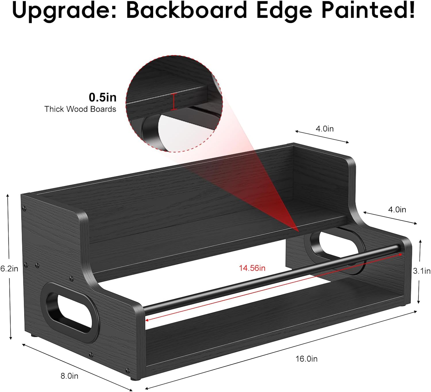 KLM Liquor Bottle Display Shelf, Coffee Syrup Rack Organizer, 2 Step Countertop Liquor Wine Rack, Mini bar,Liquor Cabinet, Home Retro Bar Shelf Stand for Liquor Whiskey, Spirits, (Black)