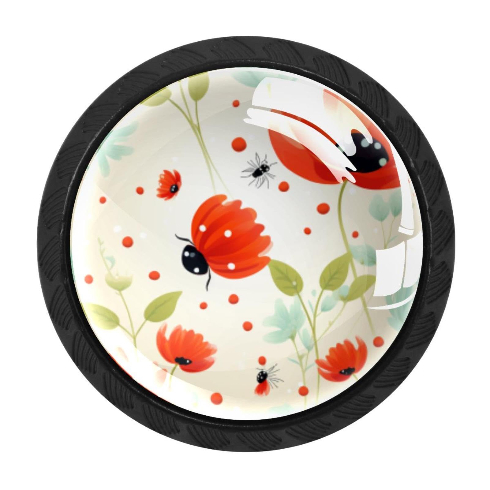 CHENZZZZ 4 Pack Black Ladybird Cabinet Pulls Kitchen Cabinet Handles Ideal for Cabinet,Drawer,Cupboard and Wardrobe