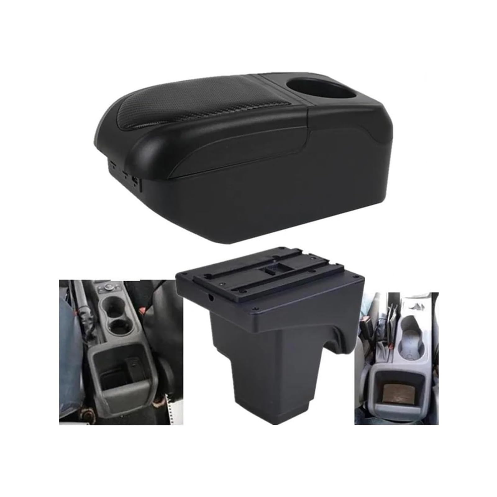 Hckclmbmzw S1 Black-Black 6Usb For Focus 3 Mk3 2011-2023 Leather Accessories Car Armrest Box Console Storage Car Armrest Center Console(S1 Black-Black 6Usb)