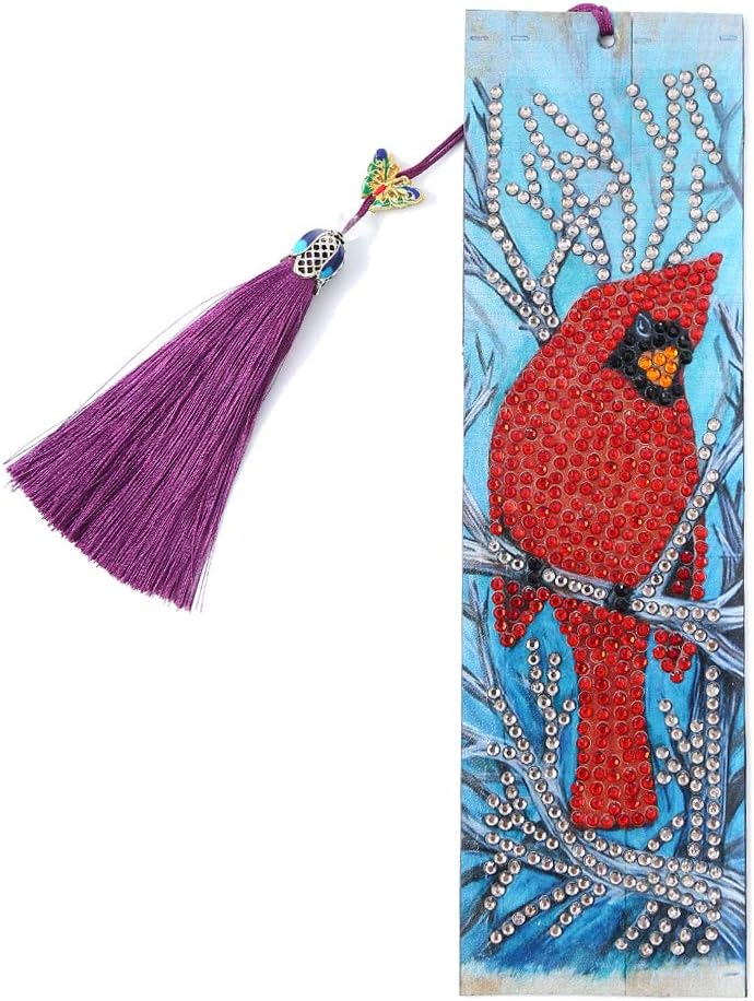 Diamond Painting Bookmarks-Diamond Painting for Adults 5D DIY Bookmarks with Tassel Arts Crafts Set Rhinestone Mosaic Gifts for Gift Christmas Ross Beauty (Bird)