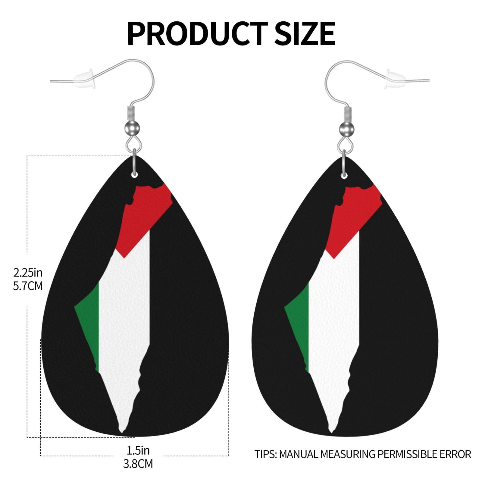 Flag Map Of Palestine Women'S Earrings Lightweight Dangle Drop Earrings Leather Teardrop Earrings