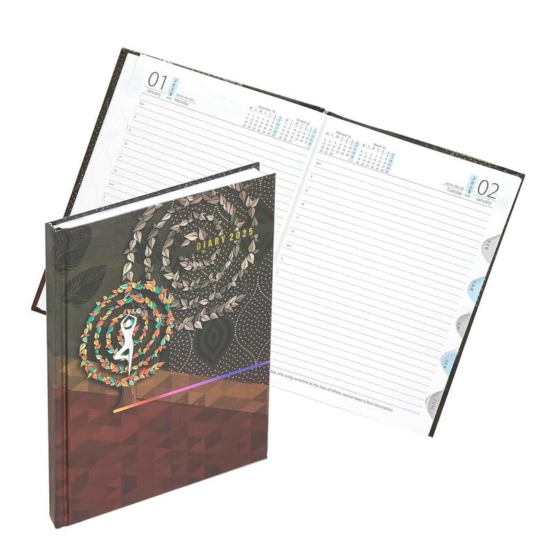 Image of TULMAN 1 Pack A5 Hard Bound 2025 Journal Diary - Yoga Motivational Planner & Creative Writing Perfect for Students, Professionals & Gift Giving (23 x 17.6 x 1.7) CM