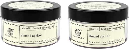 KHADI NATURAL Almond and Apricot Herbal Massage Cream, 50g (Pack of 2)