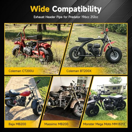 Image of HIAORS 212cc Trumpet Exhaust Pipe Kit for Predator 212 Mini Bike Go Karts