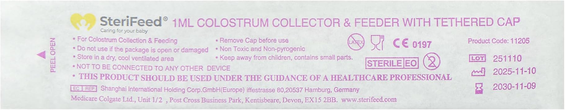 Sterifeed Colostrum Collector & Feeder Syringe, 1ml, Sterile, Pack of 10