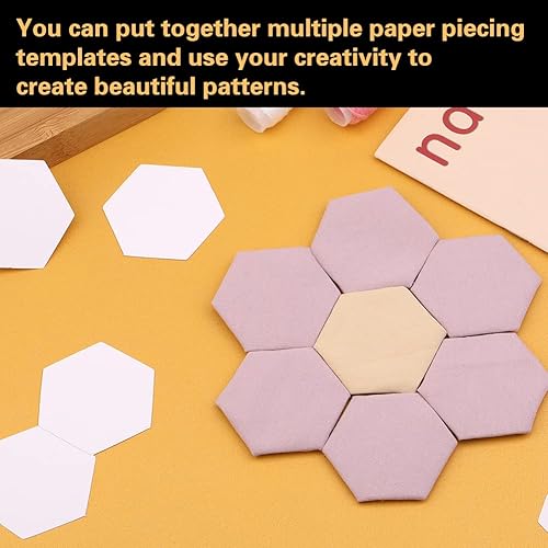 Miniatura 6 de 100 plantillas de papel hexagonales para piezas de papel, plantillas de acolchado para uso en proyectos de acolchado, costura y manualidades (1