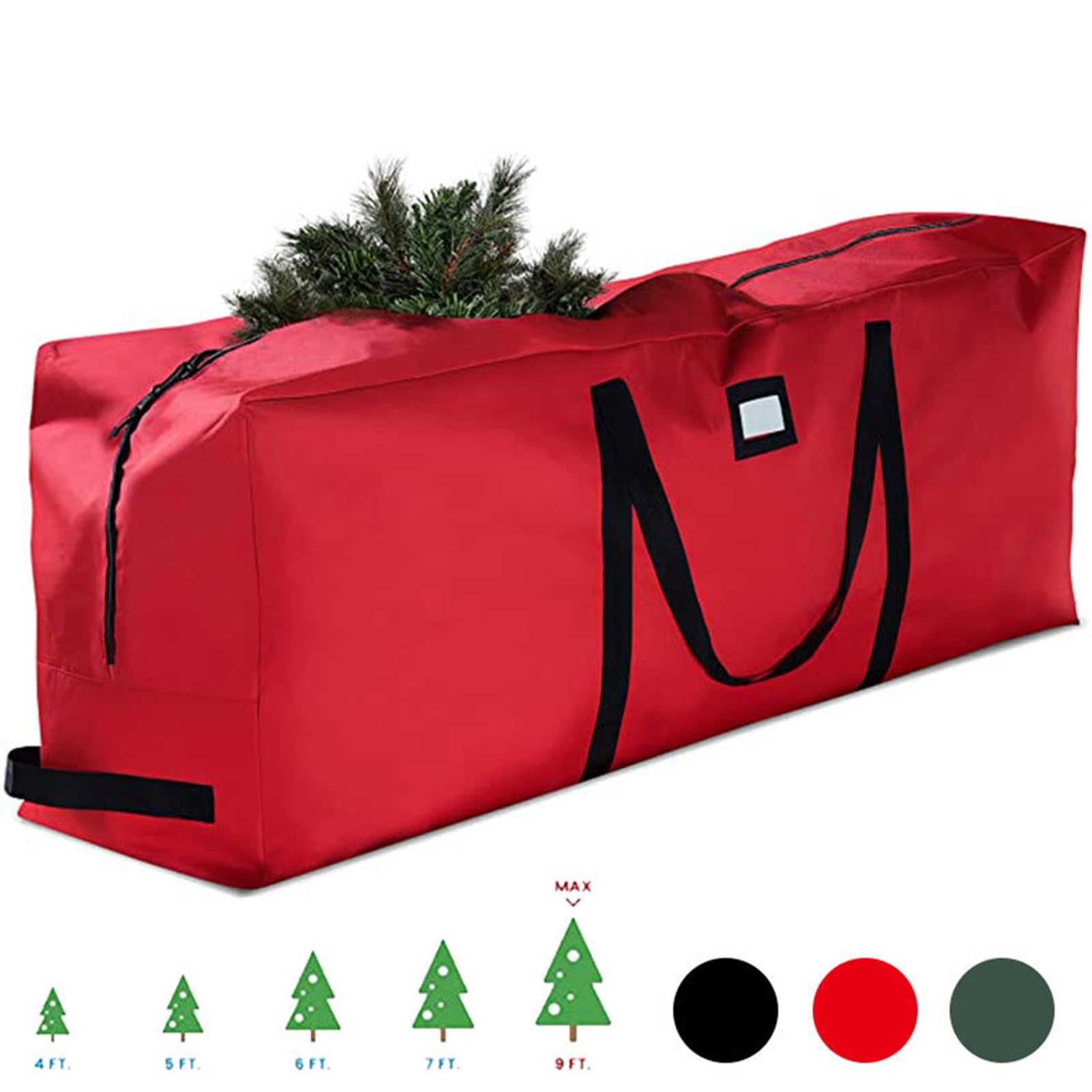 Borsa portaoggetti per Albero di Natale, Borsa portaoggetti per Albero di Natale Artificiale, con Manici rinforzati e Doppie Cerniere, Grande Contenitore portaoggetti,Nero,165 * 38 * 76cm