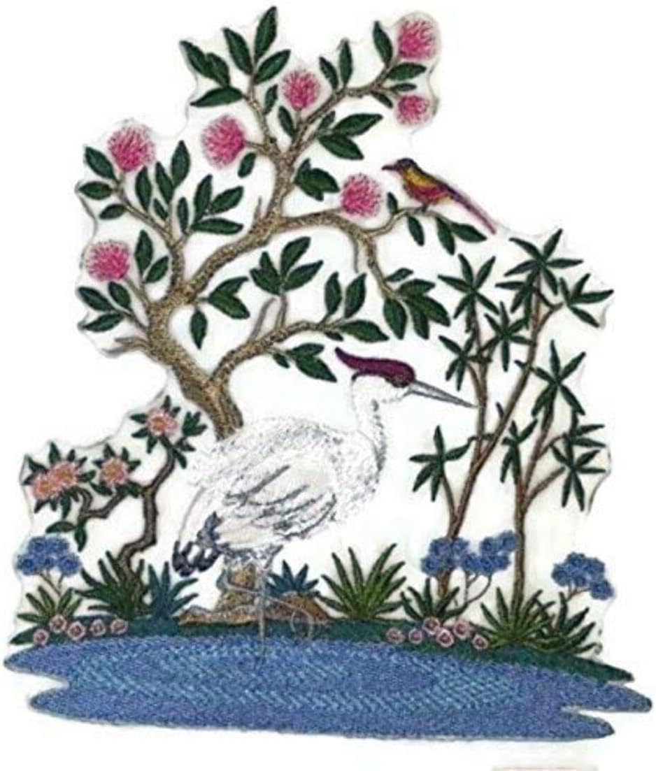Nature Weaved in Threads, Amazing Birds Kingdom [Crane in Pond] [Custom and Unique] Embroidered Iron on/Sew Patch [7.5" *6"] [Made in USA]