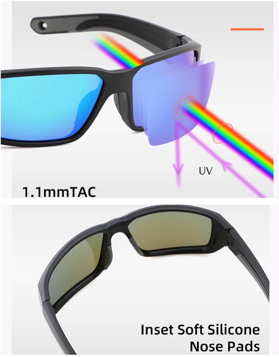 CATCHRO Schwarze polarisierte Sonnenbrille für Herren – schwimmende TAC UV400 blaue verspiegelte Gläser – perfektes Angelgeschenk & Sonnenbrille polarisiert