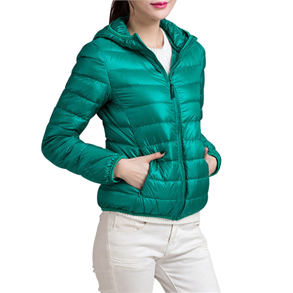Women's Ultra Light-Weight Zip Up Puffer Down Hooded Winter Jacket