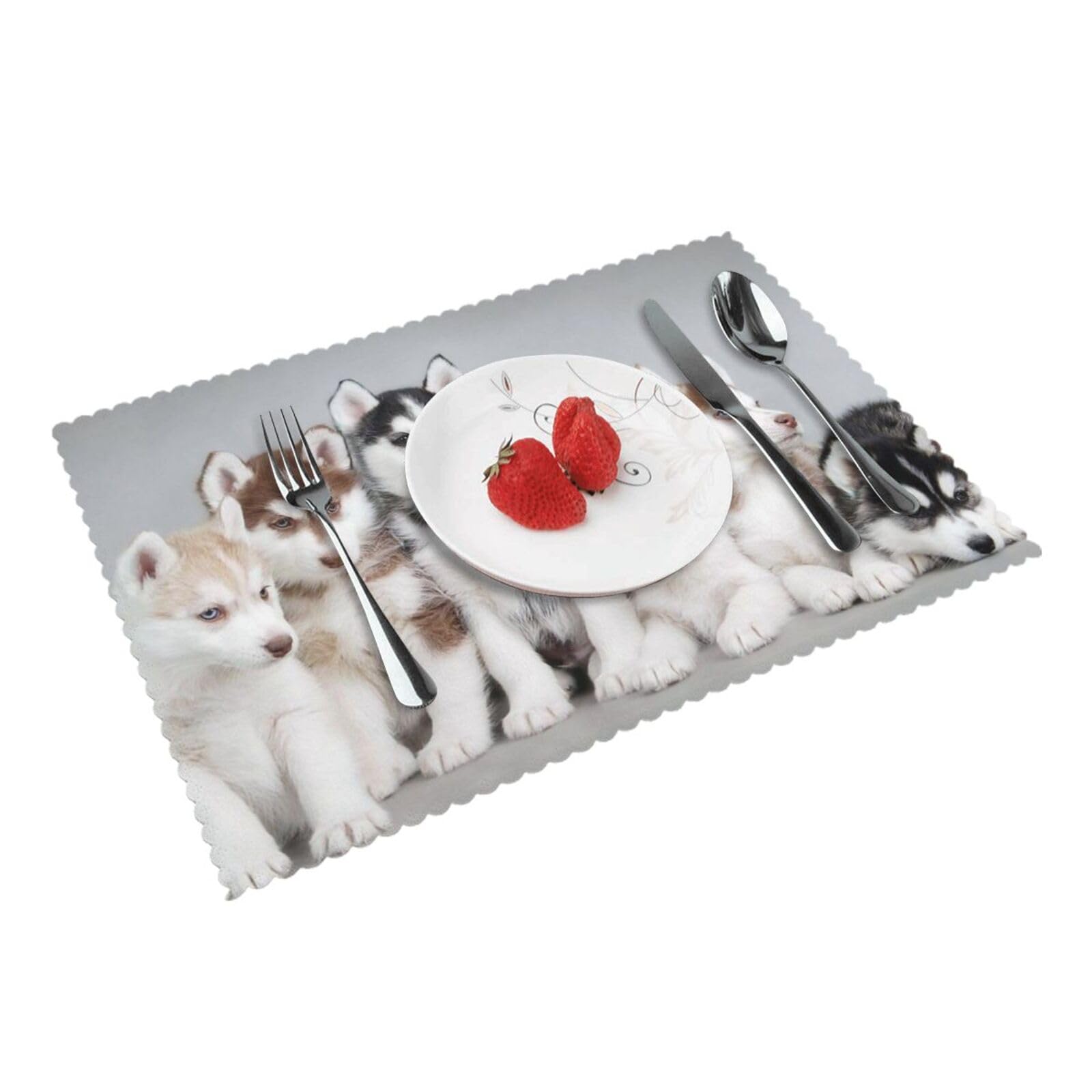 Husky Puppies Dogs Printed Placemats Set of 4 PCS Washable Placemat for Kitchen Table Heat-resistant Table Mats 45x30 CM