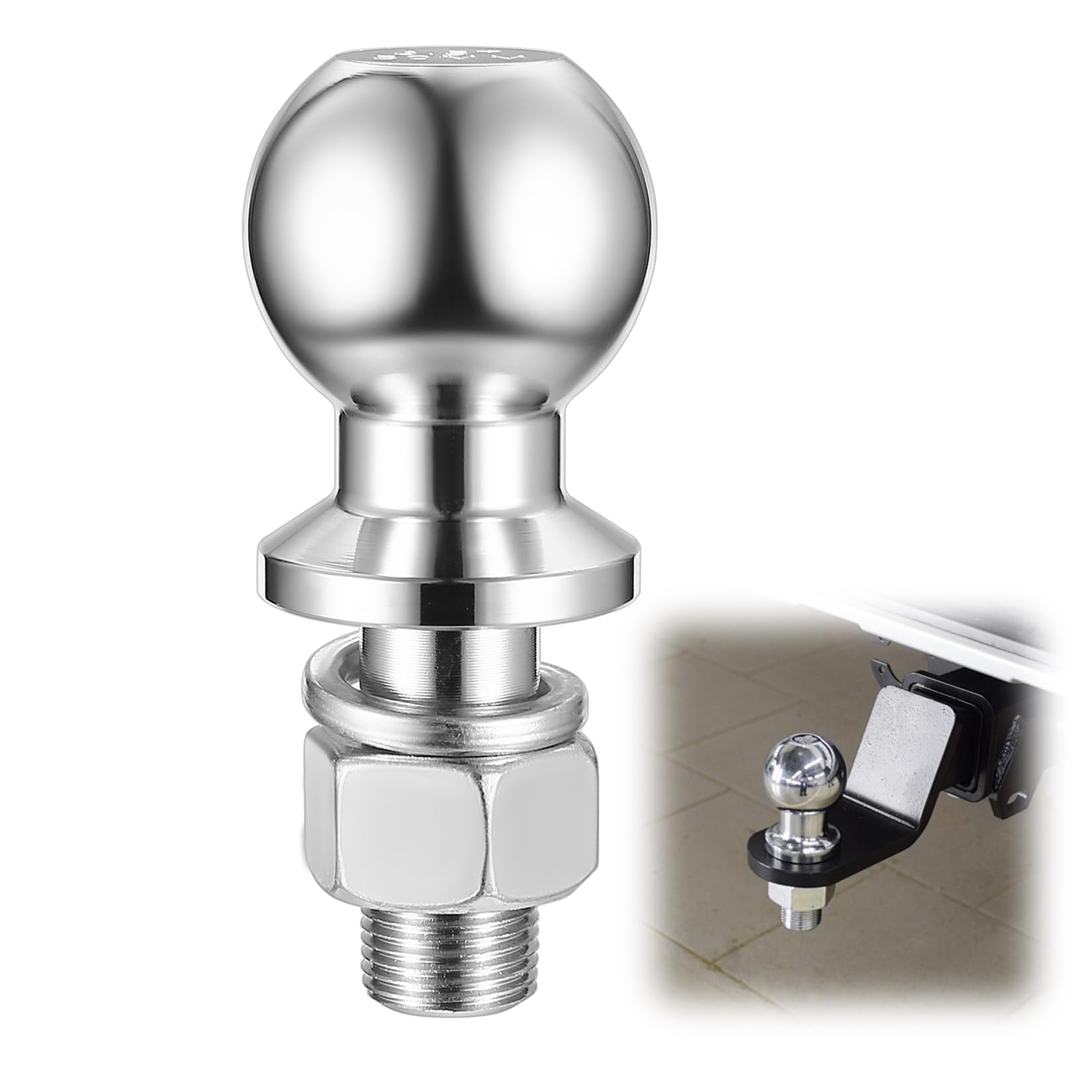 Anhängerkupplungskugel, 50mm 3.5t Kugelkopf Ackerschiene Kugelkopfbolzen gerade Ackerschiene, Ø22mm Schraube Ackerschiene Kupplungskugel für Traktor, Kugelkopf für Ackerschiene Bis 3.5 Tonnen