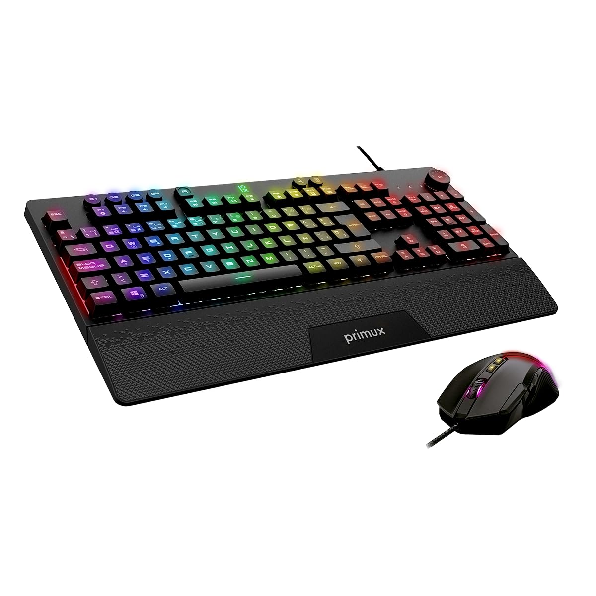 primux Be human. Live simple Gaming GT-560 Keyboard and Mouse | Programmable Multimedia Keys with Anti-Ghosting Technology | Mouse with Eight Buttons and Sensitivity Adjustable up to 10,000 DPI |