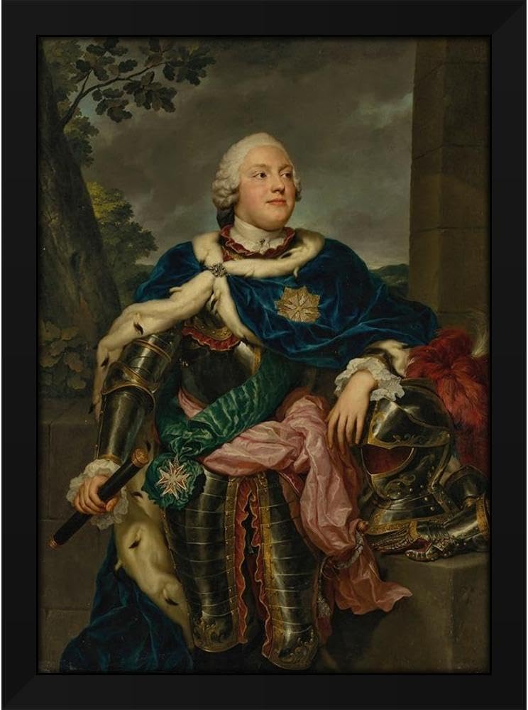 Anton Raphael Mengs 18x24 Black Modern Framed Art Print Titled: Portrait of Friedrich Christian, Prince of Saxony (1722-1763)