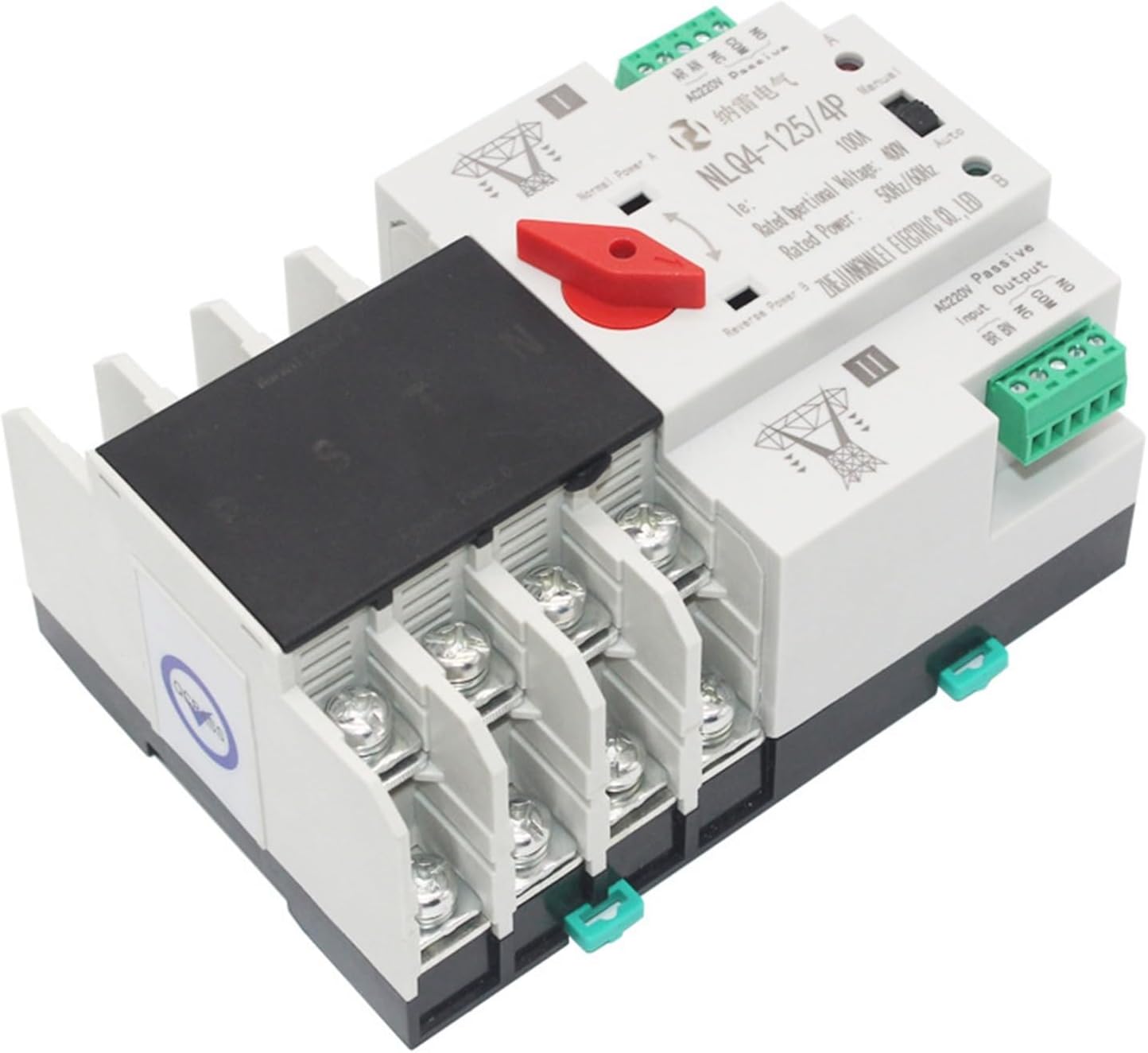 Millisecond-Level Dual Power Automatic Switch NLQ4-125/4P 100A80A63A Conversion Without Power (Size : 4P 63A(Control voltage110V))