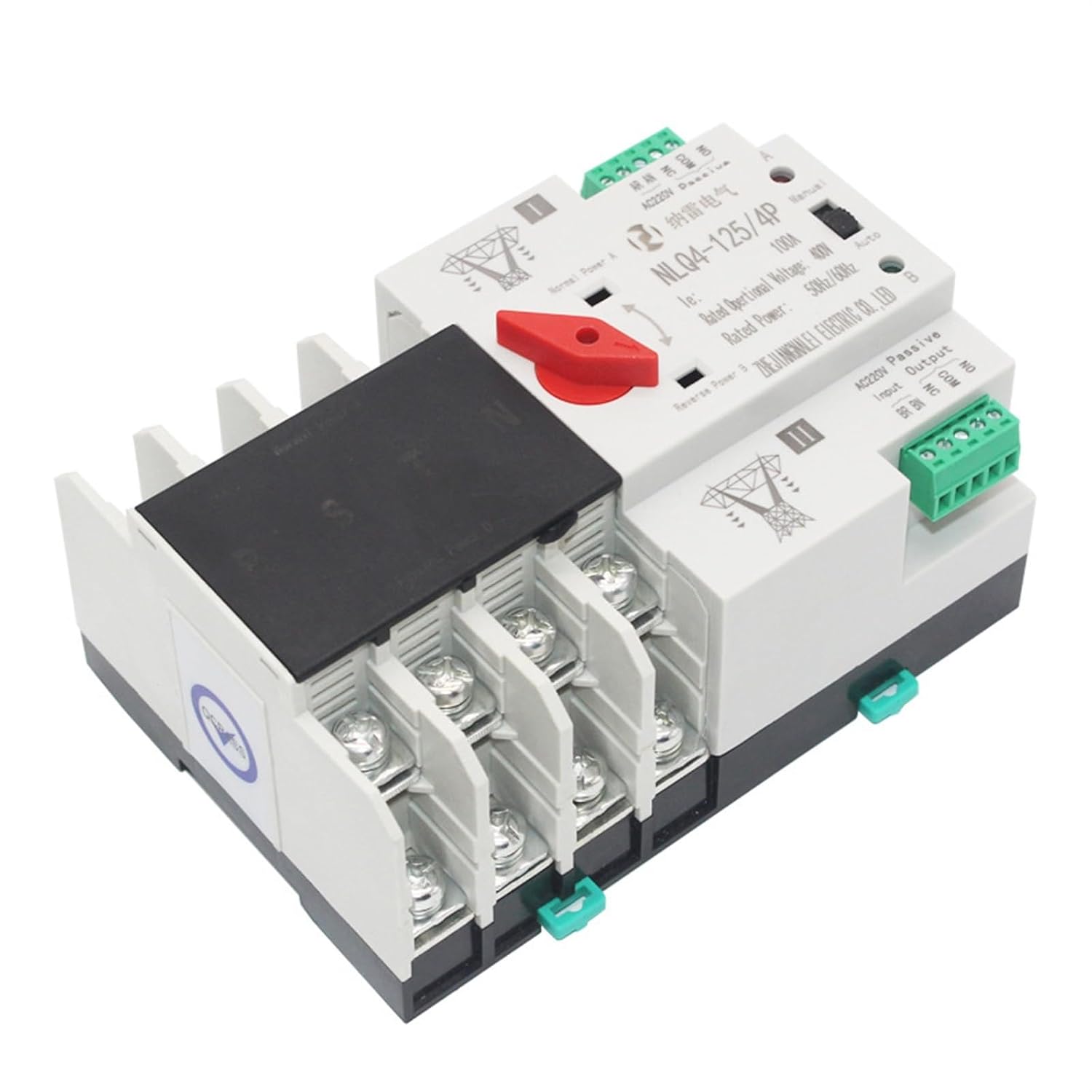 Millisecond-level dual power automatic switch NLQ4-125/4P 100A80A63A conversion without power(4P 63A(Control voltage110V))
