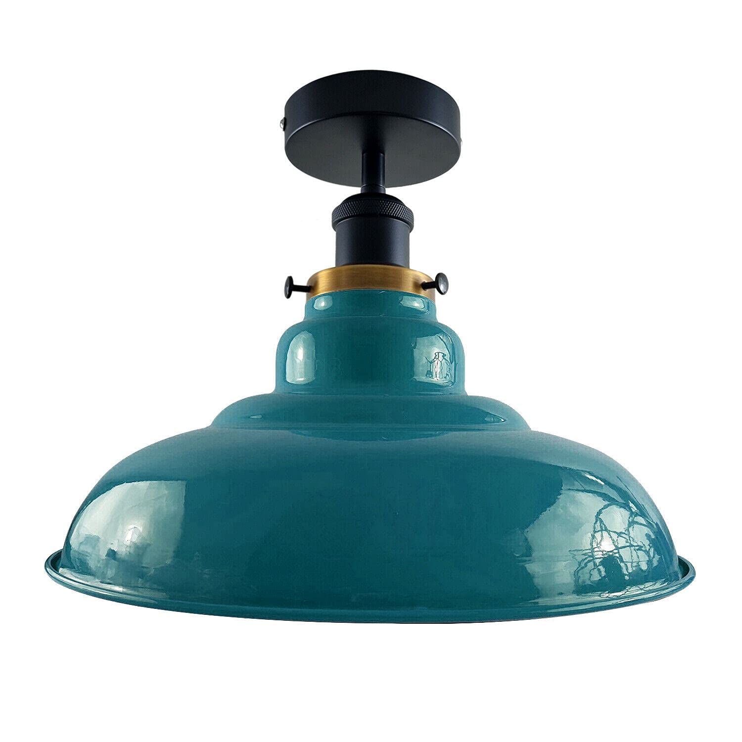 DC VOLTAGE Modern Vintage Industrial Flush Mount Ceiling Lamp Retro Flush Mount Pendant 1 Light Metal 32cm Shade Hallway Indoor Light Fitting for Bed Room, Kitchen, Living Room and Dining Room