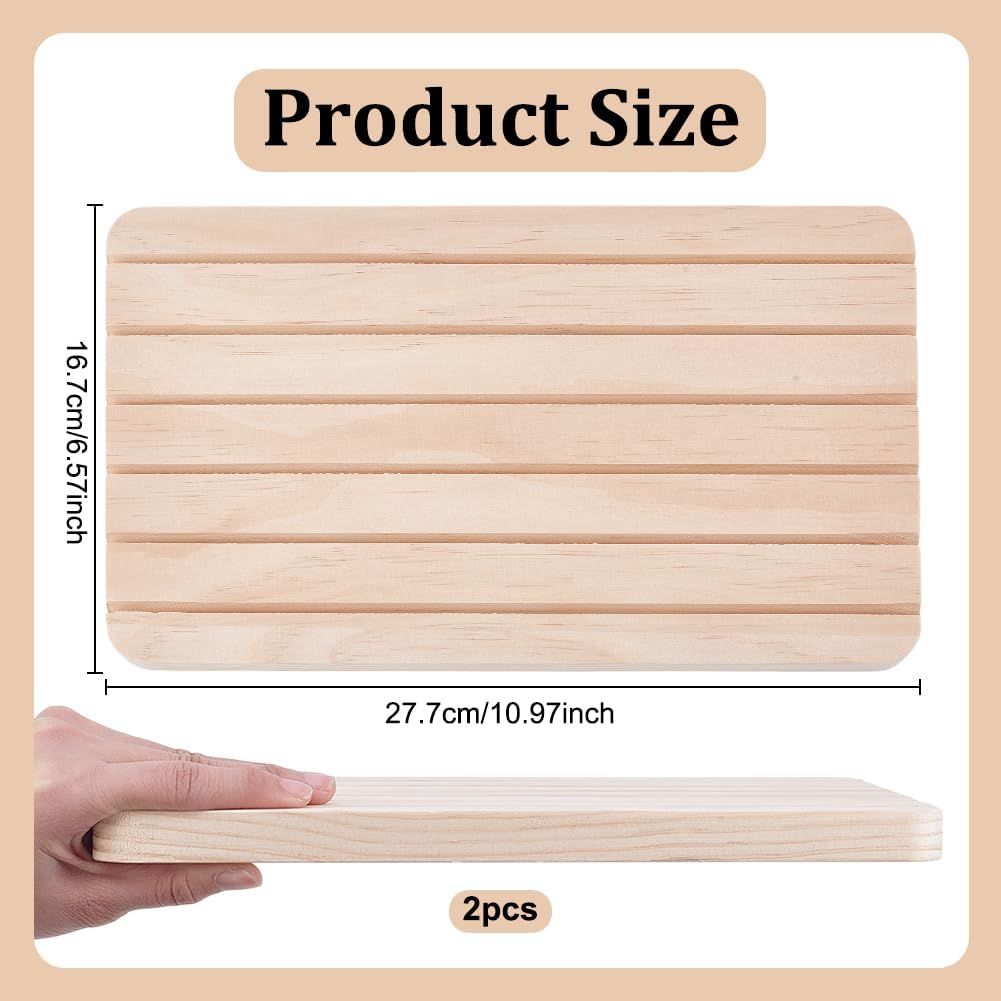 NBEADS 2Pcs Natural Wood Earring Display Stands, 6 Slots Wood Earring Card Holder Earring Card Slotted Display Stands Jewelry Retail Display for Selling, Slot:3mm, 10.9×6.57×0.65 inch