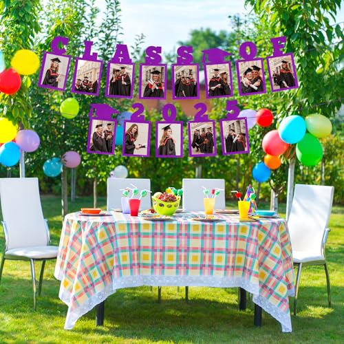 Image of Purple Graduation Photo Banner 2025 - Class of 2025 Glitter Picture Banner - Large 13 Feet Graduation Party Decorations for College High Middle School Kindergarten