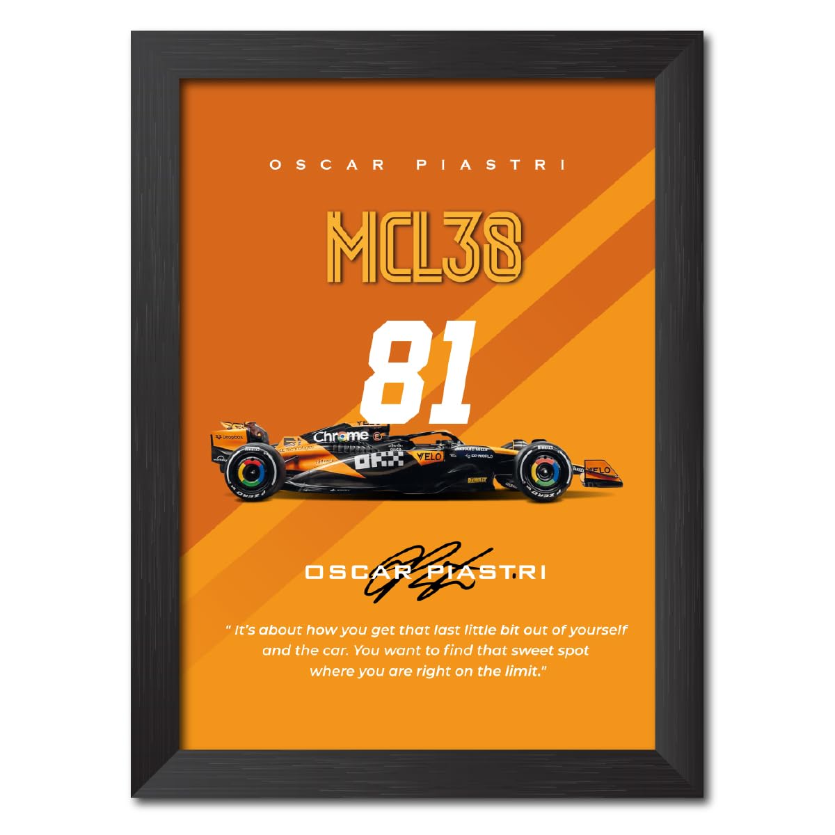 TenorArts Oscar Piastri F1 Poster McLaren MCL38 Formula One Photo Frame Painting with Matt Finish Black Texture (12 inches x 9inches)
