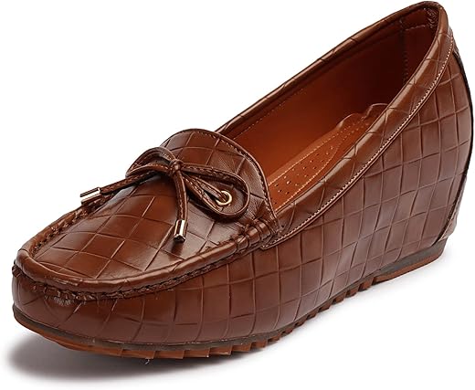 XE Looks Embellished & Stylish Loafers with heels for Women Tan UK – 6