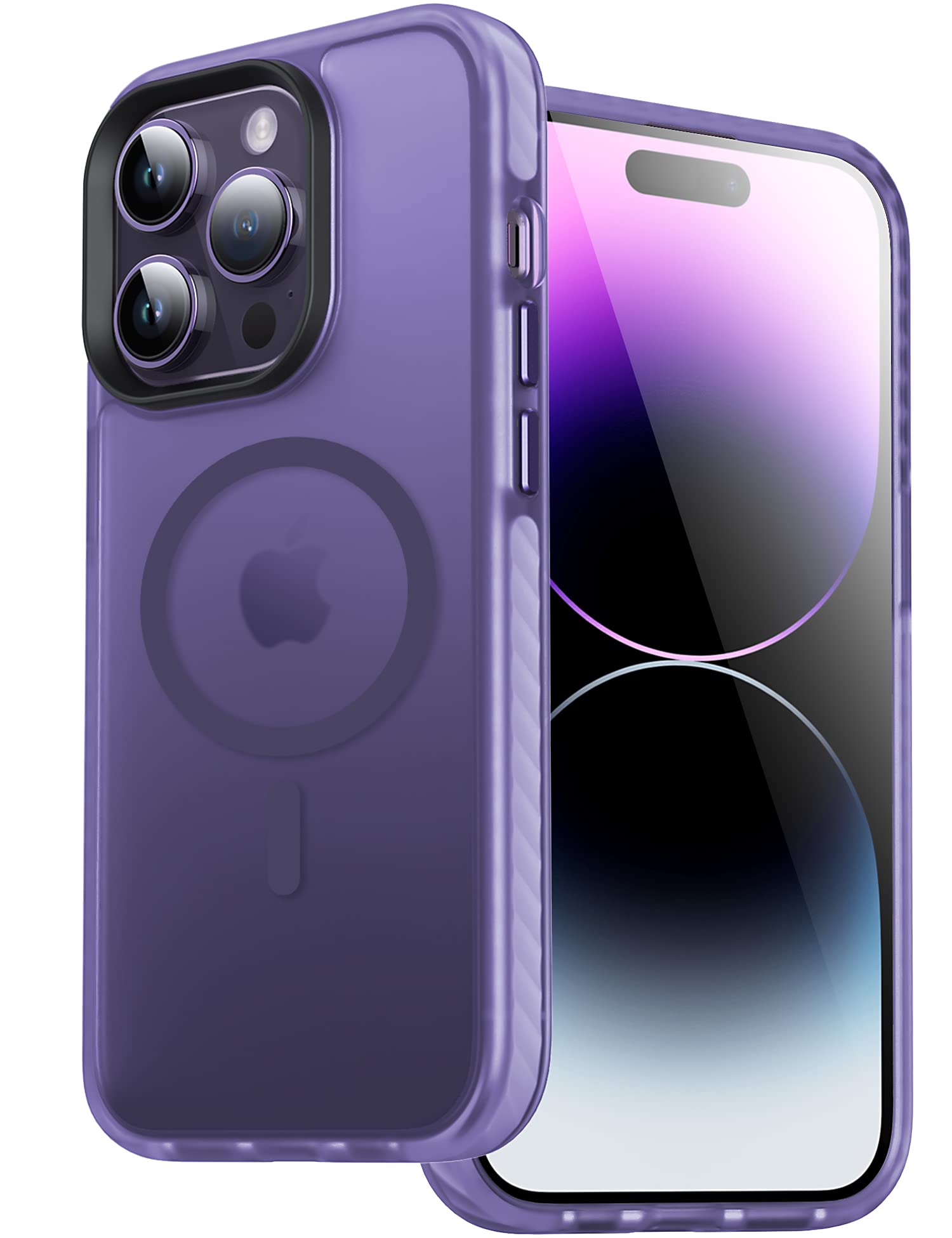 DASFOND Magnetic Designed for iPhone 14 Pro Max Case, Compatible with Magsafe, Military Grade Protective with Shockproof Strip, Translucent Matte Back Phone case for iPhone 14ProMax 6.7'', Purple