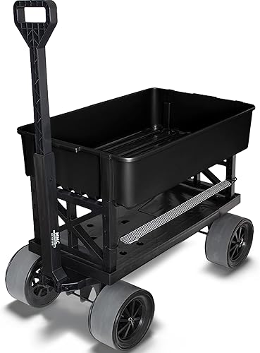 Mighty Max Cart | Carro utilitario plegable para exteriores – Carro móvil de alta resistencia de capacidad de 250 libras – Tina de polietileno negra