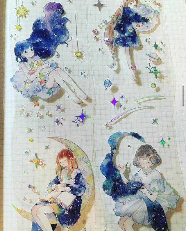 Amazon.co.jp: 海外マステ 苜暖 少女 マスキングテープ 人物マステ 1  