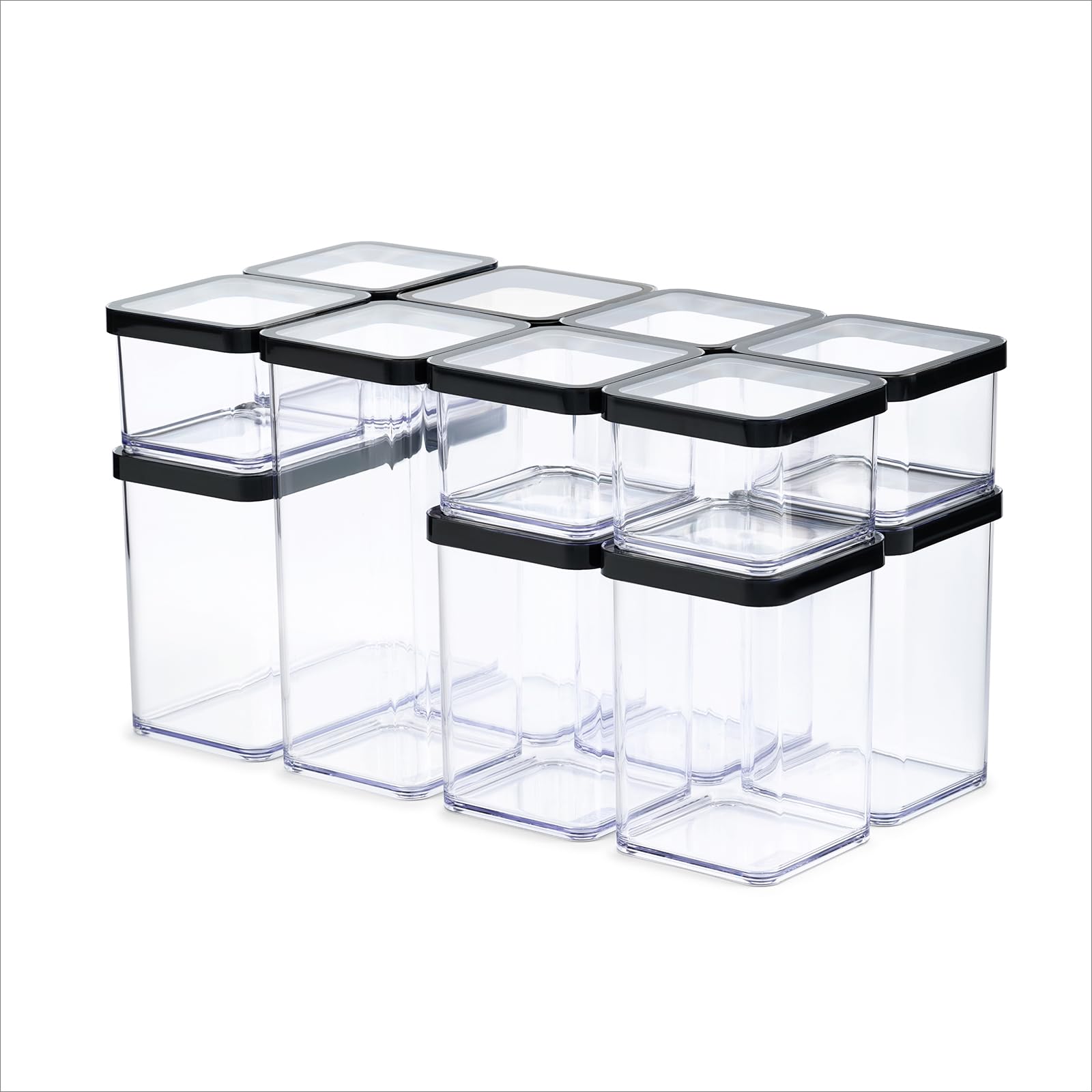 Rotho LOFT 12er-set Vorratsdosen mit Deckel, stapelbar, aromadicht, spülmaschinenfest, 40×20×21,4 cm,