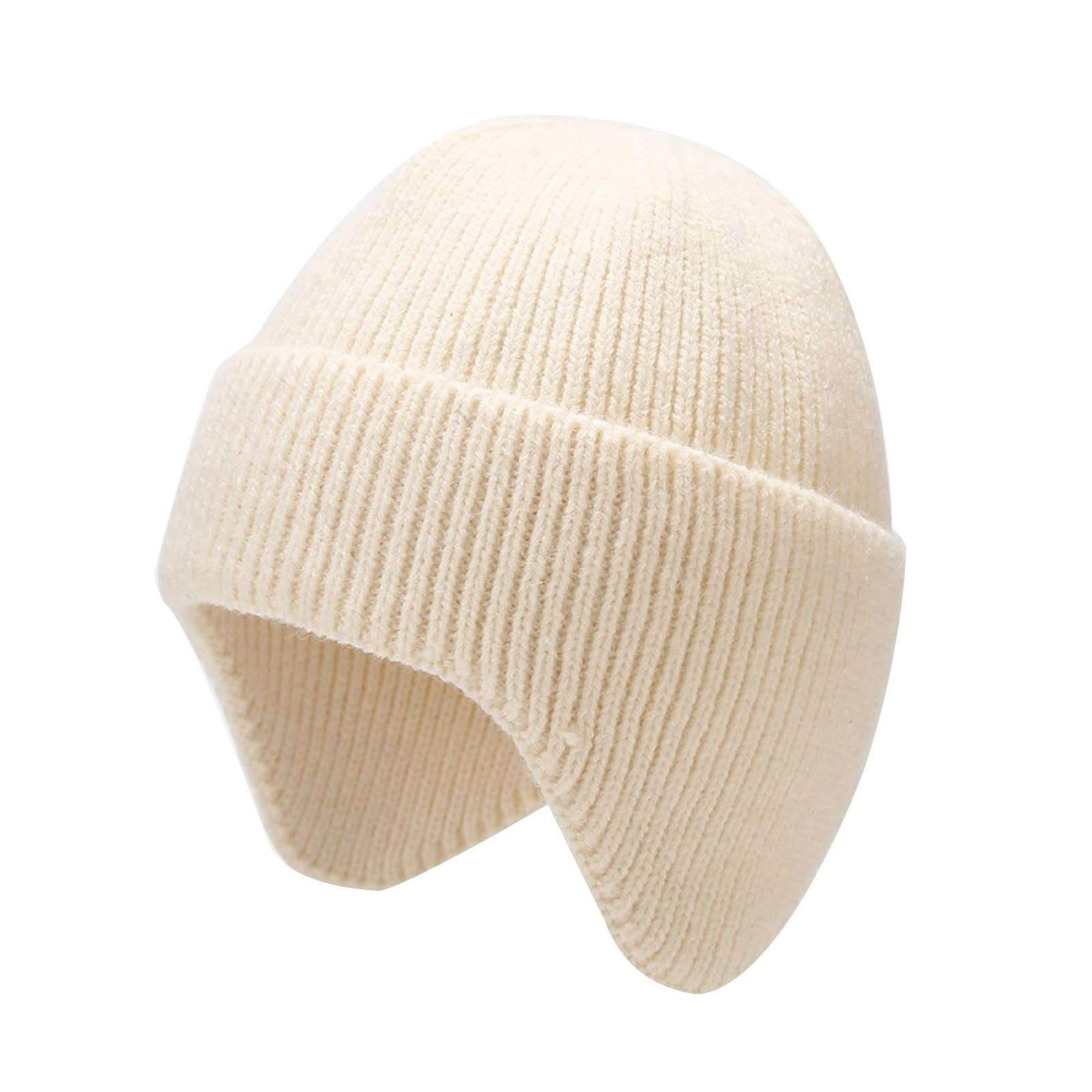 Czapka beanie, męska czapka damska, zimowa, ciepła czapka z dzianiny, miękka czapka z dżerseju, czapka zimowa, lekka czapka do biegania, na kemping, prezent dla kobiet i mężczyzn, biały, jeden rozmiar