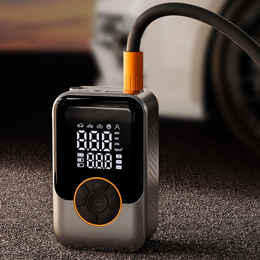 Kompaktowa elektryczna pompa powietrza z wyświetlaczem LED, funkcja regulacji ciśnienia do samochodu, motocykla, roweru, pompy powietrza