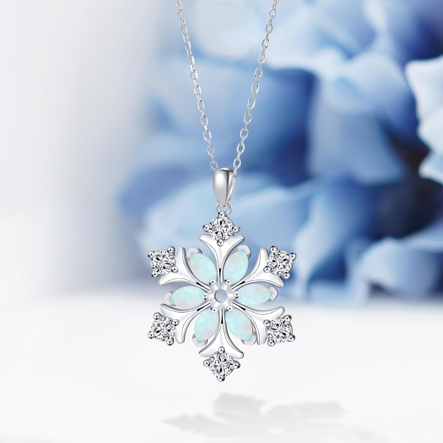 Snowflake Necklace Christmas Necklace 925 Sterling Silver Snowflake Pendant Christmas Jewelry Gifts for Women - Image 2